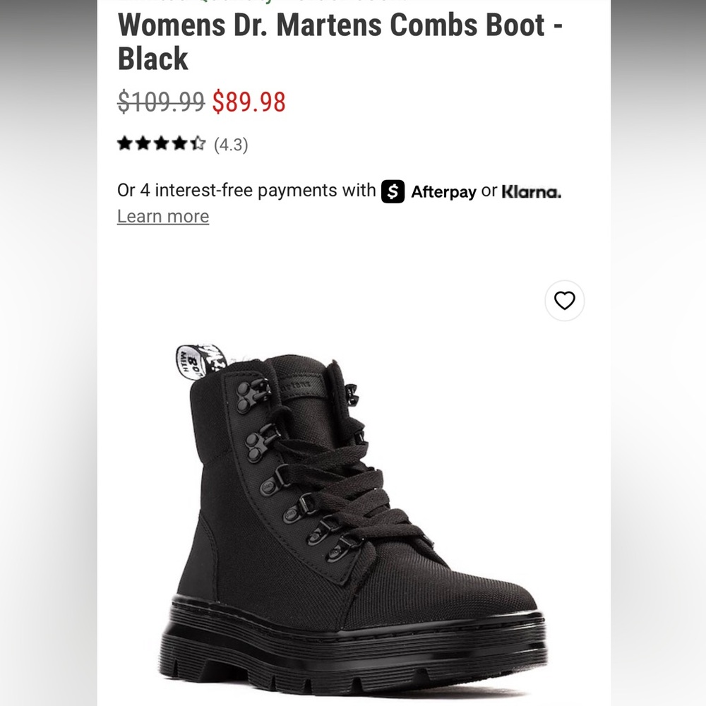 Dr martens Black Canvas Lace-Up Boots - Picture 7 of 7